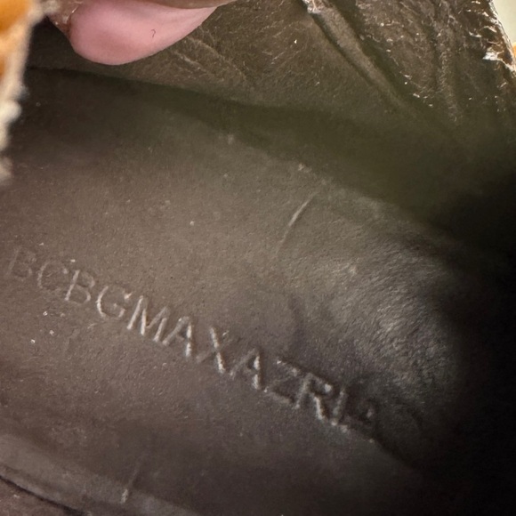 BCBGMAXAZRIA croc embossed hidden wedge knee high boots brown size 6 - Picture 10 of 10